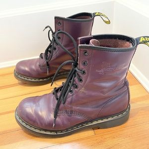 1460 Dr. Marten's Women's Smooth Leather Lace Up Boots (Purple, Used, size 8)